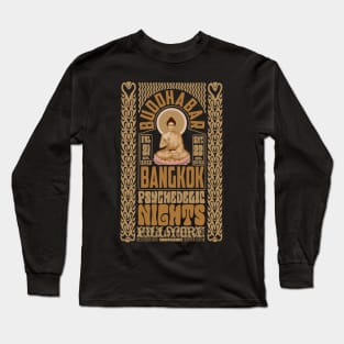 Psychedelic Nights at Bangkok Buddha Bar - Vintage Poster Design Long Sleeve T-Shirt